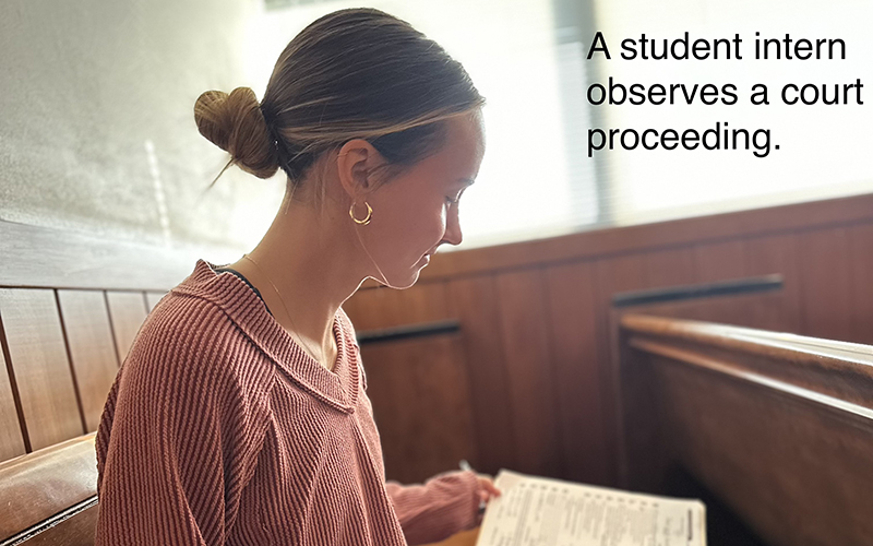 A student intern observes a court proceeding