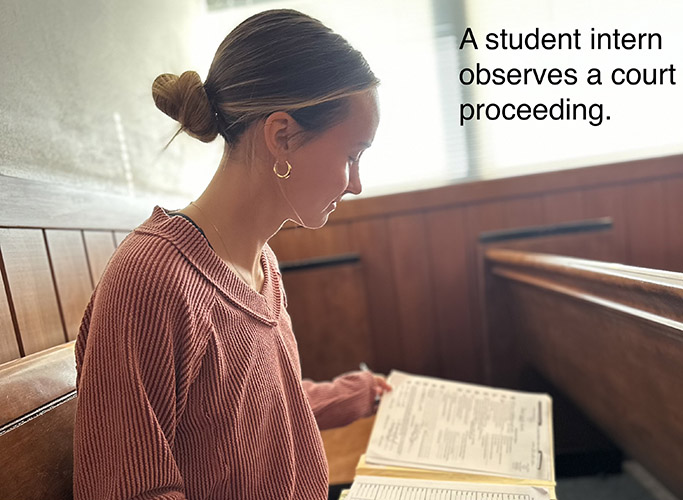 A student intern observes a court proceeding